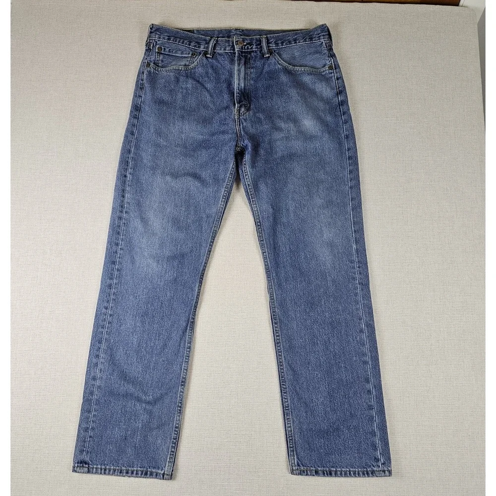 Levis 505 Jeans Mens 36X32 (34×30) Straight Leg Blue Grunge Broke-In